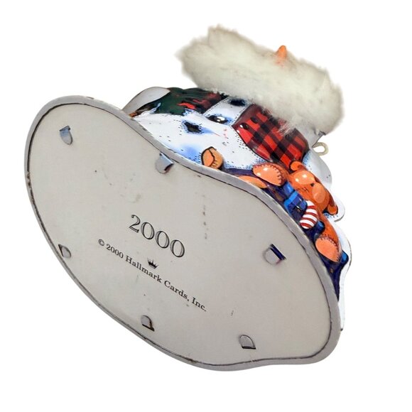 2000 Hallmark Santa Tin Ornament With Faux Fur Beard - Picture 3 of 5